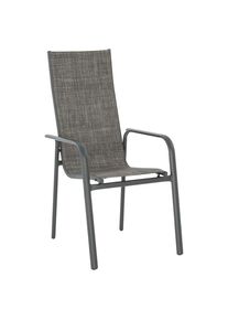 Ambia Garden Gartensessel, Anthrazit, Metall, Textil, Flachrohr, 56x108x75 cm, stapelbar, Gartenm&ouml;bel, Gartensessel