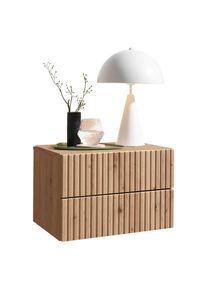 Carryhome Nachtk&auml;stchen, Eiche Artisan, Holzwerkstoff, 2 Schublade(n) Schubladen, 42x28x30 cm, h&auml;ngend, Schlafzimmer, Nachtk&auml;stchen