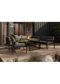 Ambia Garden Dining-Loungeset, Grau, Akaziefarben, Holz, Metall, Textil, Akazie, massiv, F&uuml;llung: Polyester,Polyester, 260x205 cm, Gartenm&ouml;bel, Gartengarnituren, Gartenm&ouml;bel-Sets