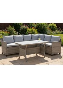 Ondega Loungegarnitur, Grau, Kunststoff, Textil, Metall, 3-teilig, 234x178 cm, Gartenm&ouml;bel, Loungem&ouml;bel, Loungegarnituren