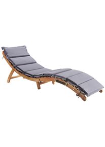 Ambia Garden Gartenliege, Akaziefarben, Dunkelgrau, Textil, Holz, Akazie, massiv, F&uuml;llung: Schaumstoff, 168x55x54 cm, klappbar, Holzm&ouml;bel, Sitzgelegenheiten Holz, Gartenliegen Holz