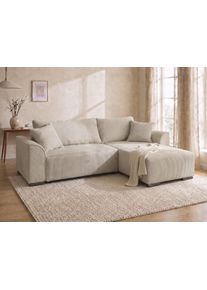 Ecksofa Collection AB "Sara L-Form, B: 236 cm, Schlaffunktion, Bettkasten, optional Topper", beige, B:236cm H:42cm T:163cm, 100%Polyester, Sofas, Ecksofa, Bonnellfederkern, Liegefl. 116x190 cm, Couch als Schlafsofa