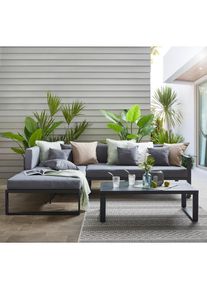 Ambia Garden Loungegarnitur, Anthrazit, Grau, Metall, Textil, F&uuml;llung: Komfortschaum,Komfortschaum,Schaumstoff, Ottomane links, L-Form, 248x180 cm, rostfrei, wetterbest&auml;ndig, Gartenm&ouml;bel, Loungem&ouml;bel, Loungegarnituren