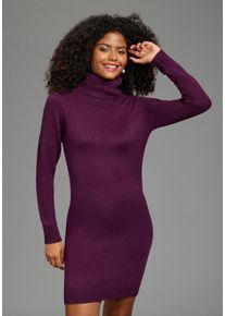 Strickkleid Kangaroos, Damen, Gr. 48, N-Gr, lila, Strick, Obermaterial: 60% Baumwolle, 40% Polyacryl, figurbetont mini, Rippb&uuml;ndchen, Kleider Strickkleid, auch in gro&szlig;en Gr&ouml;&szlig;en, figurbetonte Passform, Mini-L&auml;nge, Langarm