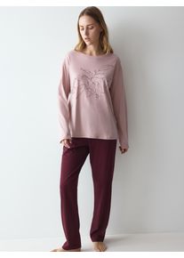 Schlafanzug Triumph "Sets Good PK LSL 08", Damen, Gr. 42, rosa (pink, light combination), Jersey, Obermaterial: 100% Baumwolle, Homewear-Sets Schlafanzug, weich und atmungsaktiv