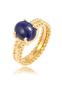 Silberring Elli Premium "Ring Labis Lazuli Edelstein Oval 925 Silber" Gr. 58, gold, Fingerringe, Damen, 58, Silber 925 (Sterlingsilber), Silberring