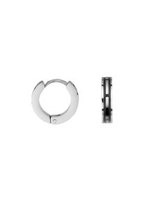 Paar Creolen Firetti "Schmuck Geschenk Edelstahl Ohrschmuck Ohrringe", silber (edelstahlfarben, schwarz), Ohrringe, Damen, 14mm, Edelstahl, Paar Creolen, Emaille