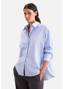 Hemdbluse Seidensticker, Damen, Gr. XXL (44), hellblau, 100% Baumwolle, unifarben, oversize, ohne Ausschnitt, Blusen Hemdbluse, 1/1 Kragen Uni
