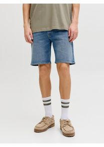 Jack & Jones Shorts JACK & JONES "JJIRICK JJORIGINAL SHORTS AT 999", Herren, Gr. M, N-Gr, blau (blau denim), Web, Obermaterial: 64% Baumwolle, 34% Polyester, 2% Elasthan, unifarben, regular fit knielang, Hosen Shorts