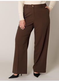 Bundfaltenhose Base Level Curvy "Yunia", Damen, Gr. 58/60, L&auml;nge 32, braun, Web, Obermaterial: 80% Polyester, 16% Viskose, 4% Elasthan, unifarben, normal lang, Hosen Bundfaltenhose, mit Viskose und Stretch