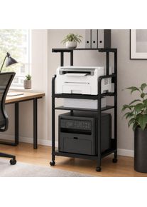 Divit Support imprimante DST3 haut &agrave; plusieurs niveaux m&eacute;tal noir | &Eacute;tag&egrave;re imprimante et scanner | &Eacute;tag&egrave;re au sol organiseur de bureau gain de place