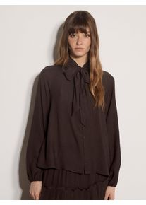 Klassische Bluse Apricot "Strukturierte Bluse", Damen, Gr. XL (42), braun, gewebt, Obermaterial: 83% Viskose CV. 17% Nylon NY., uni, Modisch, V-Ausschnitt, Raglan&auml;rmel Elastisch, Blusen Klassische Bluse, mit Schleifenkragen