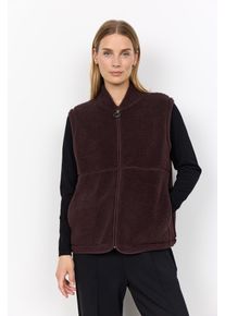 Pl&uuml;schweste soyaconcept "SC-ONYX 3", Damen, Gr. XL, braun (chocolate plum), Pl&uuml;sch, Obermaterial: 100% Polyester, unifarben, normal, Westen Pl&uuml;schweste, Kunstfaser