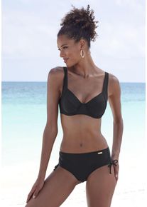 B&uuml;gel-Bikini-Top Lascana "Lolo", Damen, Gr. 42, Cup F, schwarz, Elasthan, Recycling-Polyamid, unifarben, Bikini-Oberteile B&uuml;gel-Bikini-Top, in modischer Schnittform