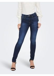 Skinny-fit-Jeans Only "ONLWAUW MID SK DNM BJ581 NOOS", Damen, Gr. M (38), L&auml;nge 32, blau (dunkelblau denim), Denim/Jeans, Obermaterial: 64% Baumwolle, 31% Polyester, 3% Viskose, 2% Elasthan, Abriebeffekte, skinny fit, Jeans Skinny-fit-Jeans