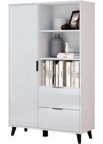Highboard OTTO HOME "OSLO &ndash; Modernes Stauraumm&ouml;bel mit Schubladen und F&auml;chern", wei&szlig; (wei&szlig; matt, wei&szlig; hochglanz), B:85cm H:140cm T:33cm, Holzwerkstoff, Sideboards, Highboard, Verstellbare B&ouml;den, praktische Griffe und hohe F&uuml;&szlig;e f&uuml;r mehr Komfort