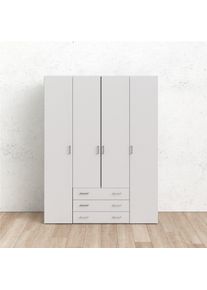 Kleiderschrank Home Affaire "Space Dreht&uuml;renschrank, Aufbewahrung Kasten Schrank Stauraum", wei&szlig;, B:154cm H:200,4cm T:49,5cm, Holzwerkstoff, Schr&auml;nke, Kleiderschrank, Breite 78, 115,8 oder 154 cm, mit je 3 Schubk&auml;sten, innen Einlegeb&ouml;den