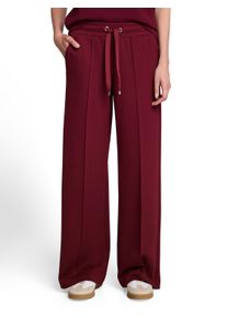 Stoffhose Tom Tailor "Loose - Straight", Damen, Gr. 46, L&auml;nge 30, preppy plum, Web, Obermaterial: 51% Polyester, 42% Viskose, 7% Elasthan, unifarben, bequem lang, Hosen Stoffhose, Sommerhose - weites Bein - mit elatsischem Bund