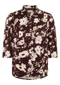 Kurzarmhemd Soaked in Luxury "Damen Kurzarmhemd SLClero", Damen, Gr. XL, N-Gr, braun (braun flower print), Obermaterial: 50% Viskose CV. 50% Viskose LENZING ECOVERO CV LenzEcov., Hemden Kurzarmhemd