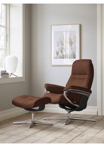 Relaxsessel stressless "Sunrise", braun (copper paloma), B:79cm H:103cm T:73cm, Leder PALOMA: PALOMA ist ein durchgef&auml;rbtes Semianilin-M&ouml;belleder mit nat&uuml;rlicher Narbung., Sessel, Relaxsessel, mit Hocker, mit Cross Base, Gr&ouml;&szlig;e S, M & L, Holzakzent Schwarz