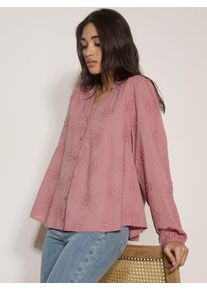 Spitzenbluse Apricot "Floral bestickte Bluse", Damen, Gr. L (40), pink, gewebt, Obermaterial: 100% Baumwolle CO., uni, Modisch, V-Ausschnitt, &Auml;rmelb&uuml;ndchen, Blusen Spitzenbluse, mit Ballon&auml;rmeln