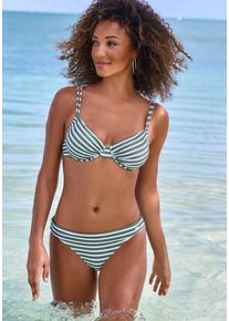 B&uuml;gel-Bikini-Top Venice Beach "Summer", Damen, Gr. 38, Cup E, gr&uuml;n (oliv gestreift), Polyamid, Xtra Life LYCRA, gestreift, Bikini-Oberteile B&uuml;gel-Bikini-Top, mit Doppeltr&auml;gern