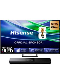 HISENSE Mini-LED-Fernseher "55E8S", Energieeffizienz: E, schwarz (schwarz, dunkelgrau), 55 &Prime;, Fernseher, inkl. HS2000 Soundbar im Wert von UVP &euro;129, Mini-LED-Fernseher