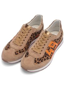 Sneaker Ara "PORTOFINO", Damen, Gr. 40, braun (beige, leo), Glattleder, Microfaser, Veloursleder, Schuhe Sneaker, Freizeitschuh, Halbschuh, Schn&uuml;rschuh in Bequemweite G 1/2 (= weit)