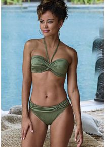 B&uuml;gel-Bandeau-Bikini Lascana, Damen, Gr. 38, Cup B, gr&uuml;n (oliv), Polyamid, gl&auml;nzend, unifarben, Bikini-Sets B&uuml;gel-Bandeau-Bikini, mit verschiedenen Tr&auml;gervarianten