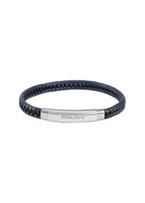 Armband Police "Indy II", blau (blau, edelstahlfarben), Armb&auml;nder, Herren, 24,5cm, Edelstahl Leder, Edelstahl, Leder, Armband
