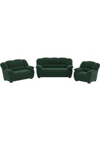 Polstergarnitur COTTA "Casino, 3tlg. Set, Sofa Wohnzimmer Garnitur, Wellenunterfederung", gr&uuml;n (dunkelgr&uuml;n), H:88cm, Holzwerkstoff, Sitzm&ouml;bel-Sets, Polstergarnitur, Polstergarnitur, auch als Set erh&auml;ltlich