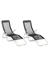 Gartenliege Vcm "2er Set Camping-Liege Schwarz", schwarz, Obermaterial: 100% Metall MT., Gartenliegen, Gartenliege