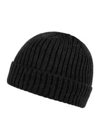 Strickm&uuml;tze CAPO, Herren, Gr. S/M, schwarz, Rippstrick, Wolle, M&uuml;tzen Strickm&uuml;tze, mit Merinowolle, atmungsaktiver Tragekomfort, gef&uuml;ttert