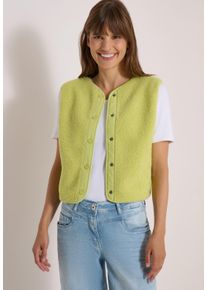 Pl&uuml;schweste Cecil, Damen, Gr. M (40), citrin gr&uuml;n, Pl&uuml;sch, Obermaterial: 100% Polyester, unifarben, h&uuml;ftlang, V-Ausschnitt, Westen Pl&uuml;schweste, Softshelldetails, V-Ausschnitt, unifarben