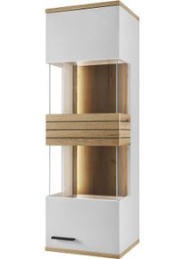 Vitrine "Quincy", wei&szlig; (lichtgrau), B:45cm H:139,2cm T:40cm, Glas, Holzwerkstoff, MDF, Melamin, SET ONE BY Musterring, Schr&auml;nke, Vitrine, Spiegelbildlich montierbar, in 2 Farben erh&auml;ltlich, 139,2 cm hoch