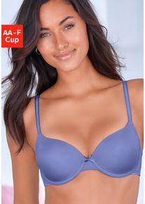 Schalen-BH Lascana "T-Shirt-BH, B&uuml;gel-BH, Ela - perfect basic", Damen, Gr. 90, Cup AA, blau (kornblumenblau), Microtouch, Obermaterial: 82% Polyamid (TACTEL), 18% Elasthan (LYCRA), Basic, BHs Schalen-BH, aus seidiger Microfaser, bequemer BH, gro&szlig;e Gr&ouml;&szlig;en