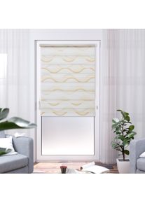 Doppelrollo K-HOME "Wellen Design", beige, wei&szlig;, wei&szlig;, B:65cm H:150cm, Polyester, Rollos, Doppelrollo, Bedruckt mit Muster