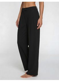 Palazzohose Lascana "Schlupfhose mit Bundfalten", Damen, Gr. 48/50, N-Gr, schwarz, Obermaterial: 60% Polyester, 33% Viskose, 7% Elasthan, unifarben, Basic, Hosen Palazzohose, mit weiten, geraden Beinen