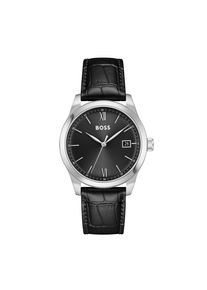 Quarzuhr BOSS "LANGFORD", schwarz, Armbanduhren, Damen, Quarzuhr, Armbanduhr, Damenuhr, Herrenuhr, Lederarmband, analog, Tag