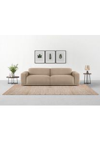Big-Sofa Trendmanufaktur "Braga Japandi-Design, mit hochwertigem Kaltschaum, Megasofa, in Cord", grau (taupe grau), B:254cm H:72cm T:107cm, 100% Polyester, Sofas, Big-Sofa, modernes Big-Sofa, Couch mit hohem Sitzkomfort, 254/72/107 cm (B/H/T)