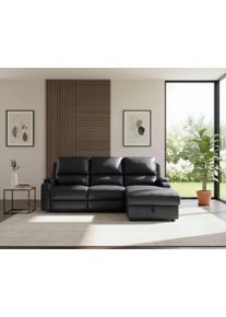 Ecksofa OTTO HOME "NAPORI Kunstleder, Multimediasofa, L-Form", schwarz, B:210cm H:102cm T:155cm, Polyester 40% / Polyurethane 60%, Sofas, Ecksofa, man. oder elektr. Relaxfuntion, USB-A bei elektr. Variante, Staukasten