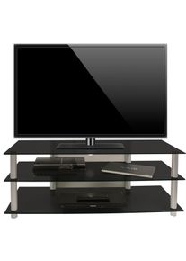 Wohnzimmertisch Vcm "TV M&ouml;bel Sideboard Fernseh Rack Alu Glas Zumbo", schwarz (schwarzglas), B:112cm T:40cm, Regale, Wohnzimmertisch
