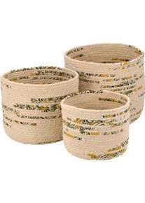 Dekokorb CREATIV HOME "Korb", beige (braun), B:24cm H:20cm T:24cm, Baumwolle, Geflecht Seegras, Aufbewahrungsboxen, Dekokorb, mit dekorativen Farbakzenten
