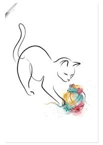 Wandbild OTTO HOME "Katze mit Spielzeug II", bunt (farbe bild(er): wei&szlig;), B:40cm H:60cm T:0,1cm, Papier, Bilder, Wandbild, als Poster oder Leinwandbild in versch. Gr&ouml;&szlig;en
