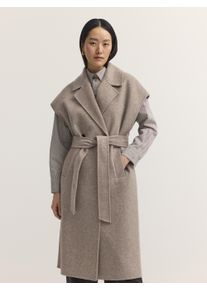 Longweste Bugatti "Regular Fit", Damen, Gr. 36, beige (60, taupe), 50% Wolle, 45% Polyester, 5% sonstige Faser, unifarben, regular fit, ohne Ausschnitt, Westen Longweste, Regular Fit Doubleface Wollmix G&uuml;rtel
