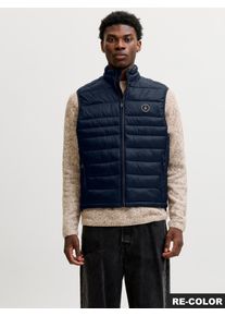 Jack & Jones Steppweste JACK & JONES "JJEKINGSLEY LIGHT BODYWARMER COLLAR NOOS", Herren, Gr. XL, navy blazer, Web, Obermaterial: 100% Nylon, unifarben, regular fit normal, ohne Ausschnitt, Westen Steppweste, Kunstfaser, regular fit