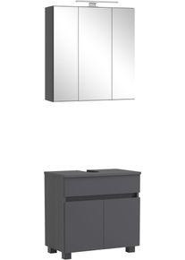Badm&ouml;bel-Set OTTO HOME "BOZEN, 2-tlg. Unterbecken-Set", grau (anthrazit), Holzwerkstoff, Kastenm&ouml;bel-Sets, Badm&ouml;bel-Set, Umfangreicher Typenplan f&uuml;r viele Badl&ouml;sungen, flexibel kombinierbar