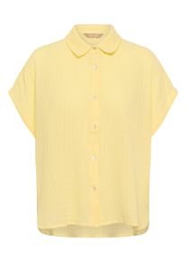 Hemdbluse Culture "Damen Hemd kurzarm CUmyra", Damen, Gr. XS, gelb (lemon meringue), Obermaterial: 100% Baumwolle CO., Blusen Hemdbluse