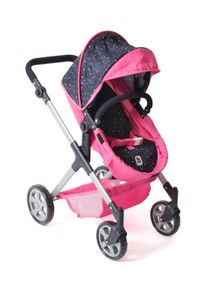 Bayer Chic 2000 Kombi-Puppenwagen CHIC2000 "Mila", konfetti pink, Puppenwagen, KinderB:40cm H:67cm T:68cm, Kunststoff, Polyester, Stahl, Kombi-Puppenwagen, mit schwenkbaren Vorderr&auml;dern, B:40cm H:67cm T:68cm