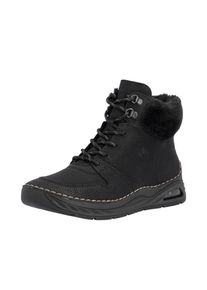 Schn&uuml;rboots Rieker, Damen, Gr. 38, schwarz, Lederimitat, Schuhe Schn&uuml;rboots, High Top-Sneaker, Herbstschuh mit seitlicher Logopr&auml;gung